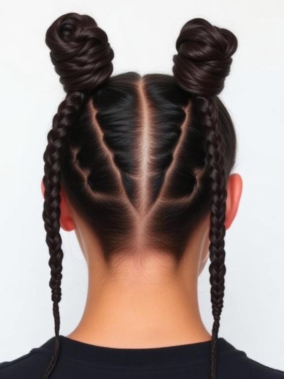 Cornrow Space Buns hairstyle
