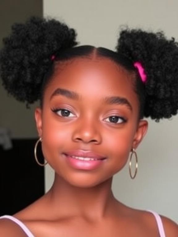 Double Puff hairstyles for black girls
