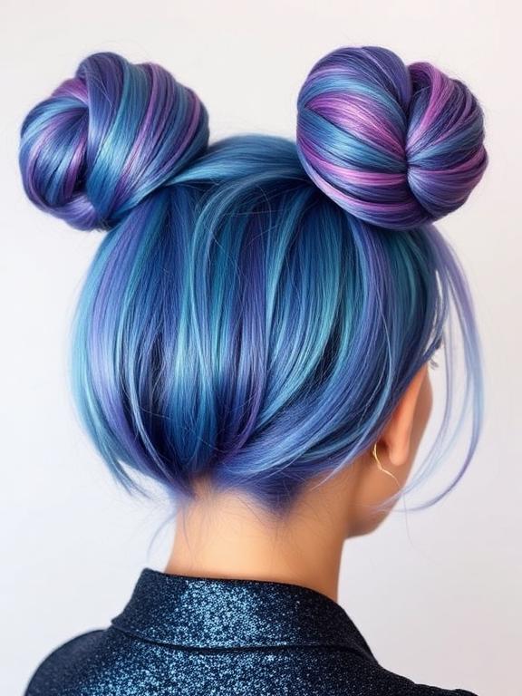 Glitter Space Buns hairstyle
