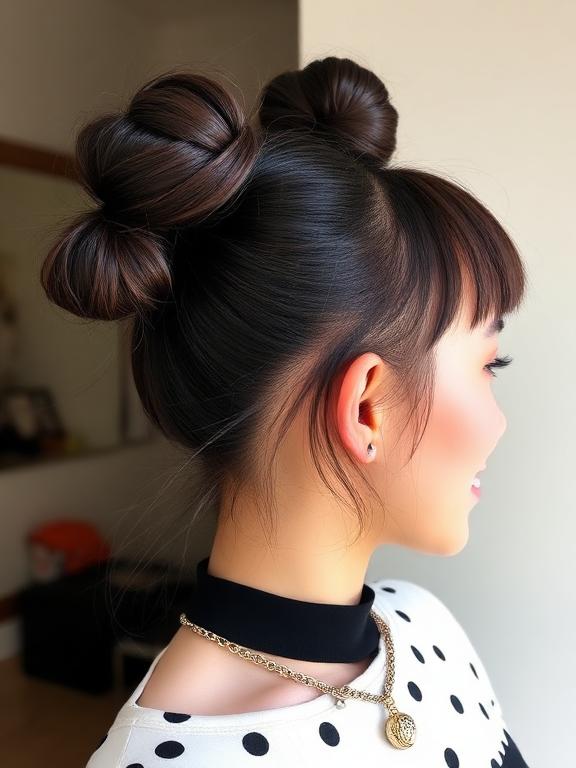 K-Pop Inspired Space Buns hairstyle