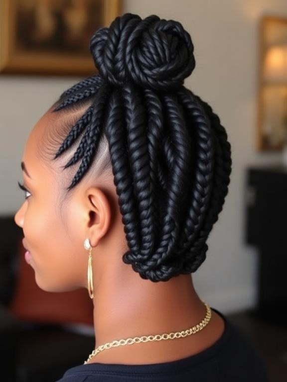 Low Bun with Braids hairstyles for black girls