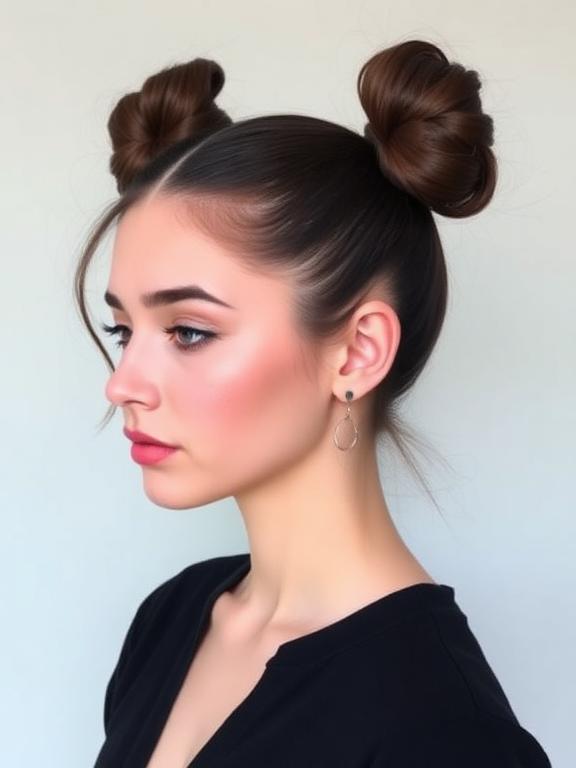 Minimalist Space Buns hairstyle