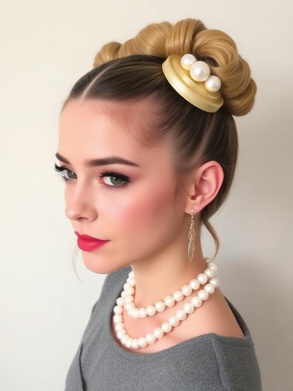 Pearl Accessory Space Buns hairstyle