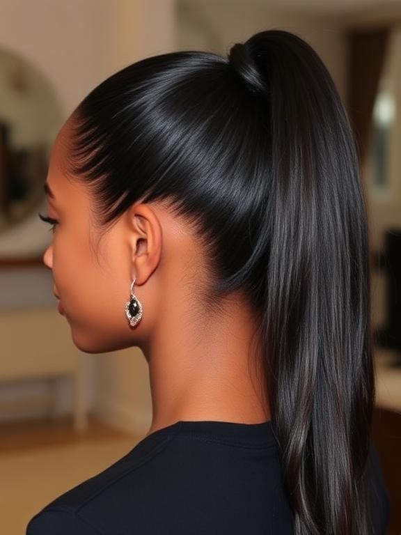 Sleek Ponytail hairstyles for black girls