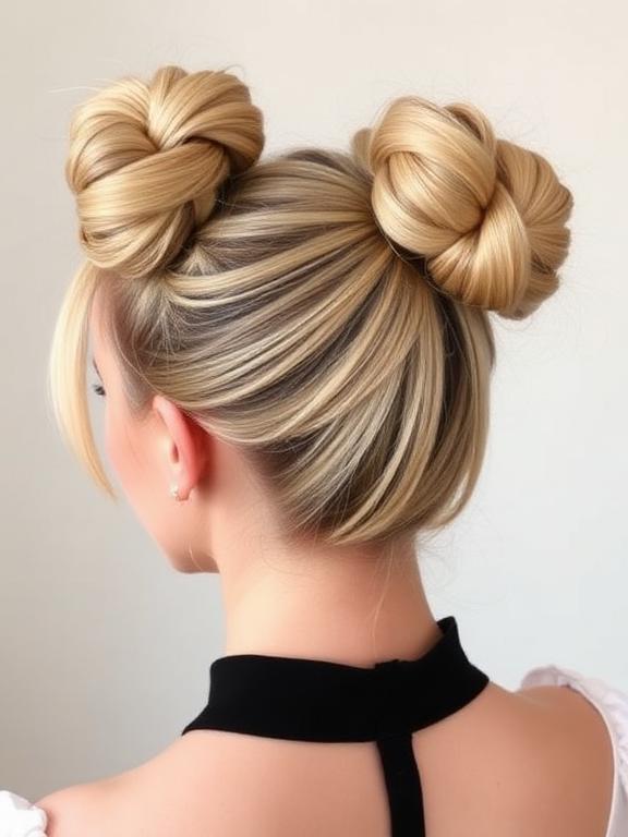 Soft Romantic Space Buns hairstyle