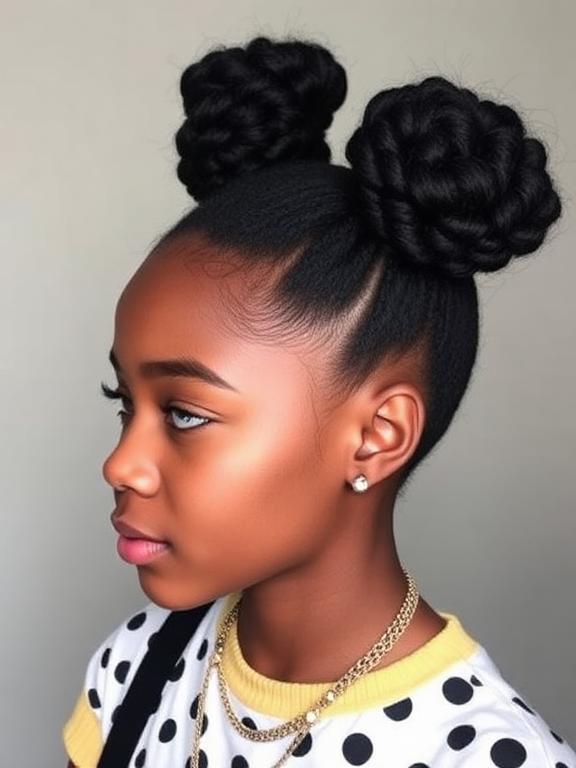 Space Buns hairstyles for black girls
