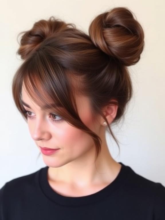 Space Buns with Face-Framing Layers hairstyle