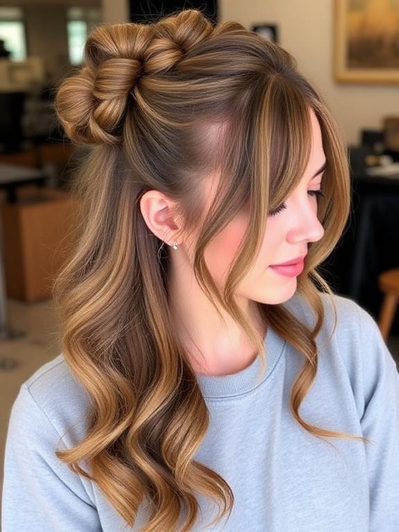 Space Buns with Long Waves hairstyle
