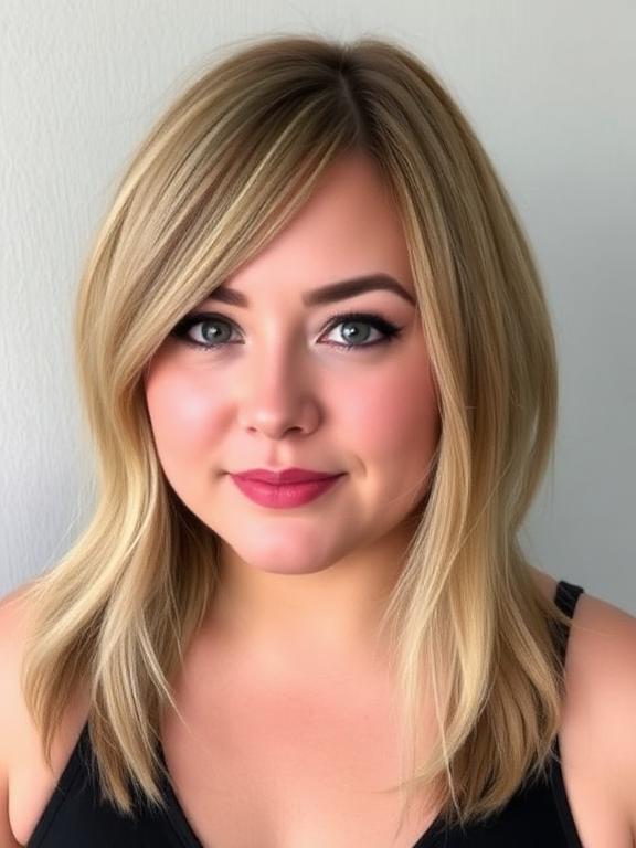 Chubby Face Angled Long Bob