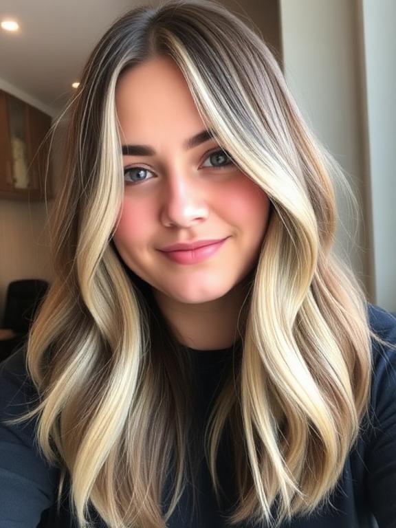 chubby face Balayage Long bob