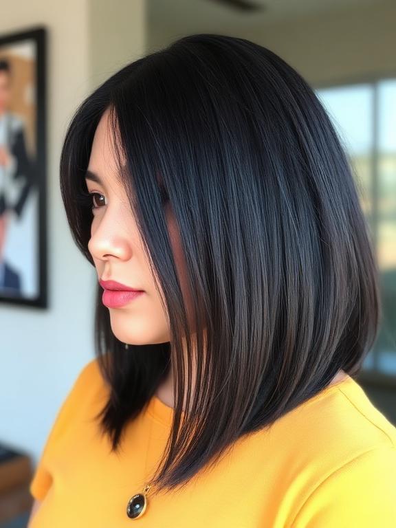 Chubby Face Blunt Long Bob