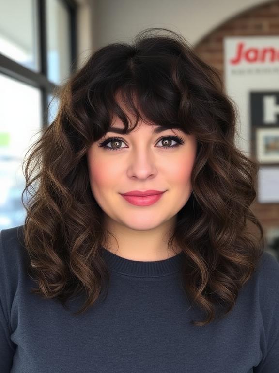 Chubby Face Curly Long Bob