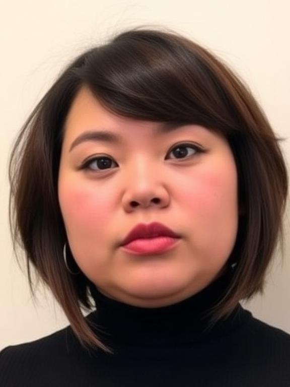 Chubby Face Inverted Long Bob