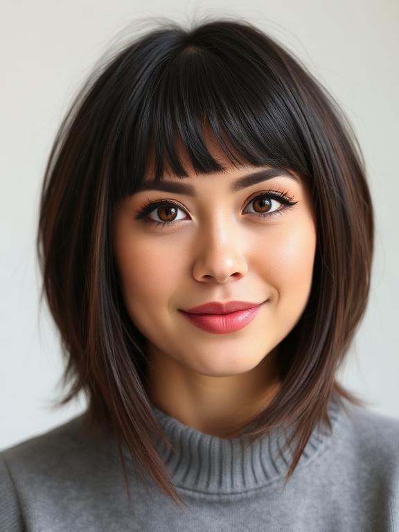 chubby face Modern French Long Bob