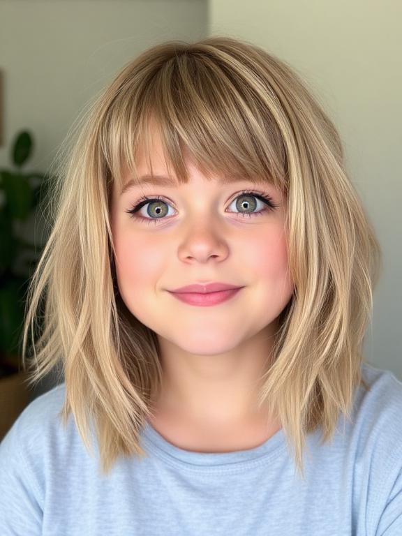 Chubby Face Shaggy Long Bob