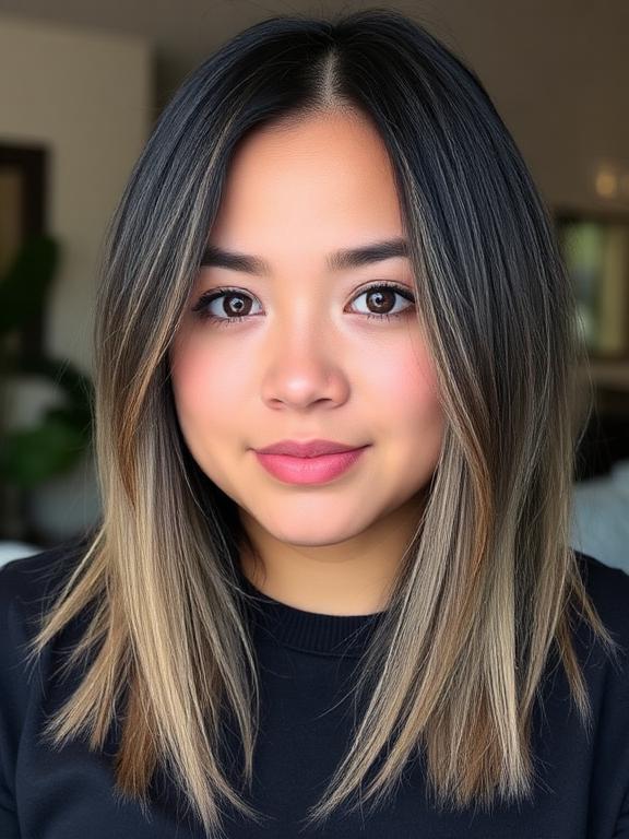 Chubby Face Textured Long Bob