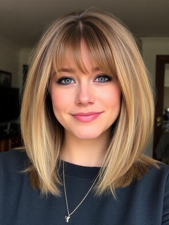 chubby face Voluminous Long Bob