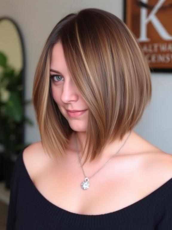 Classic Long Bob for Chubby Face