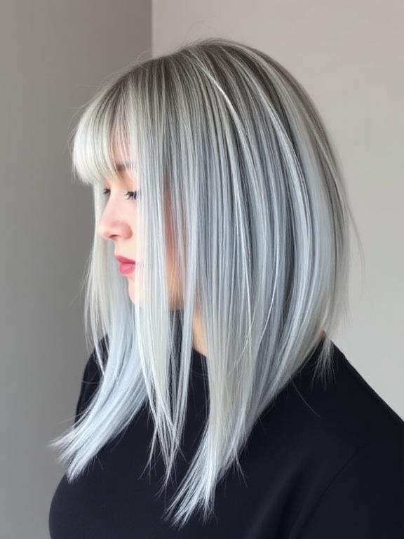 Feathered Long bob for Chubby Face