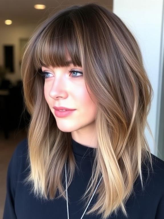 Long Shag Haircut With Curtain Bangs