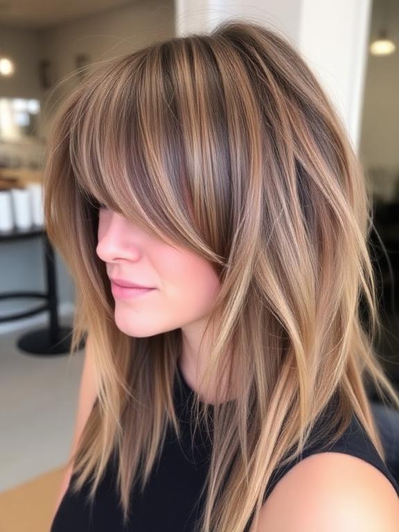 Long Shag Haircut With Wispy Bangs