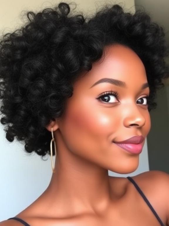 Short Afro With Defined Curls for black women