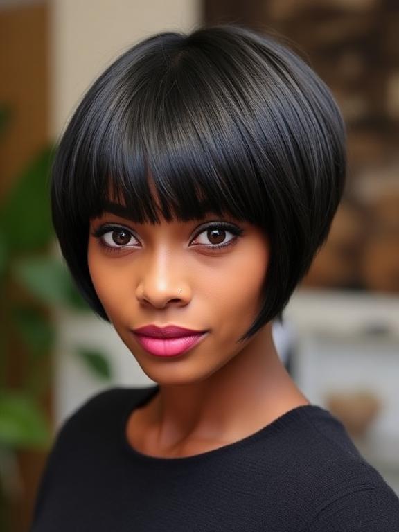 Short Bob With Bangs for black women