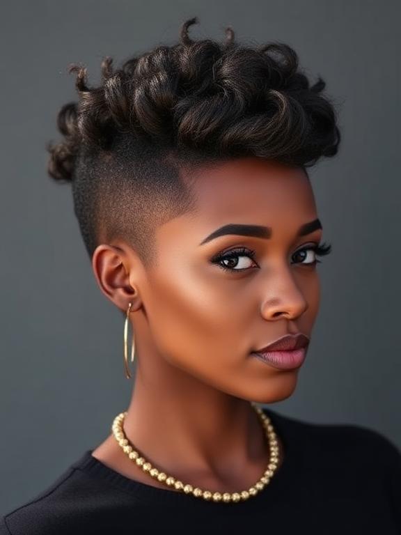 Short Coily Frohawk for black women