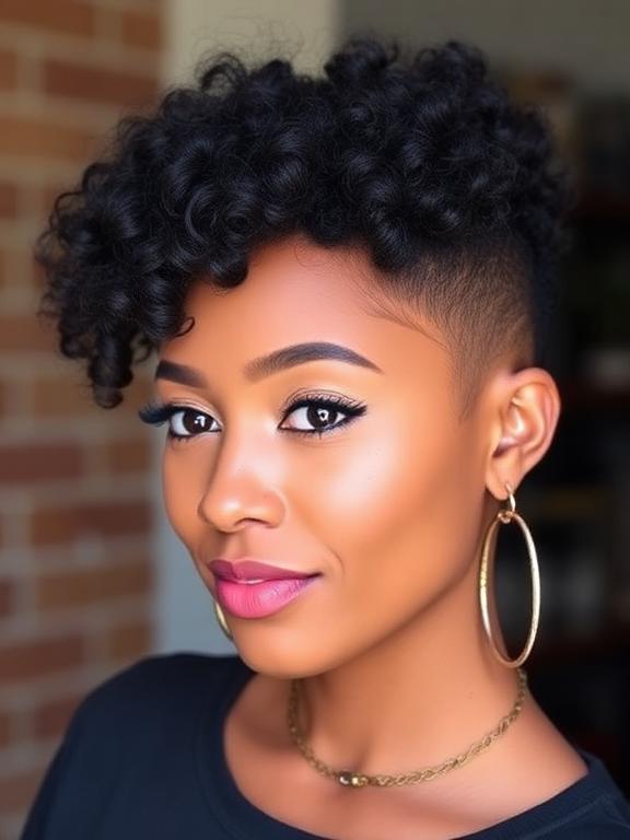 Short Curly Fade for black women