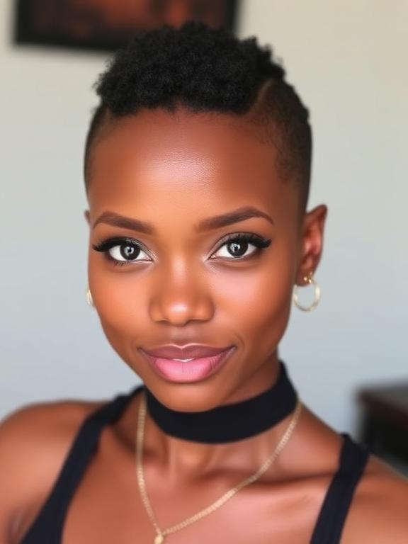 Short Hair With Shaved Designs for black women