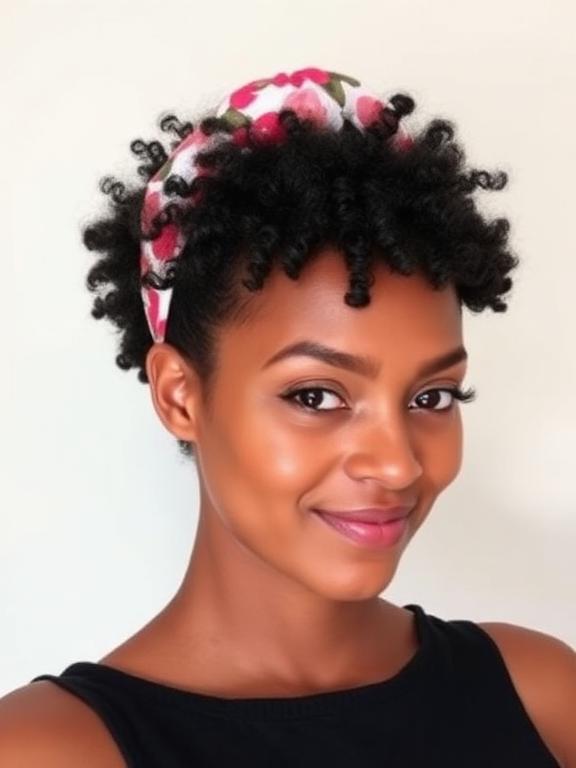 Short Natural Hair With Headband for black women