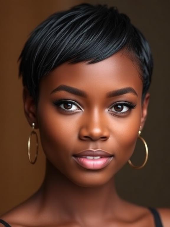 Short Wet-Look Hairstyle for black women