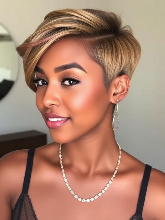 Side-Swept Pixie for black women