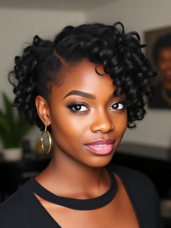 Tapered Cut With Curls for black women