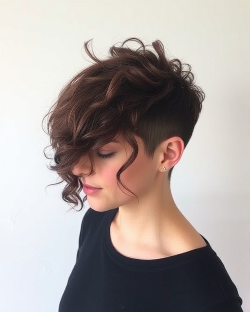 Asymmetrical Curly Pixie