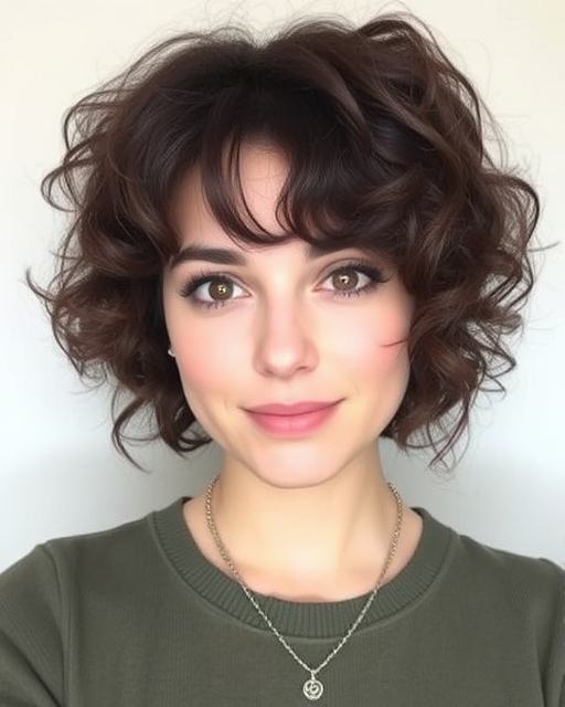 Curly Pixie With Curtain Bangs