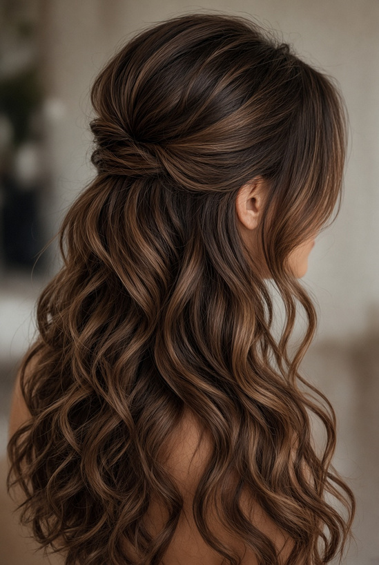 Half-Up Long Wavy Hair