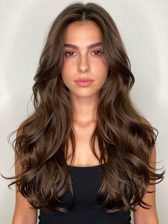 Long Chocolate Brown Waves