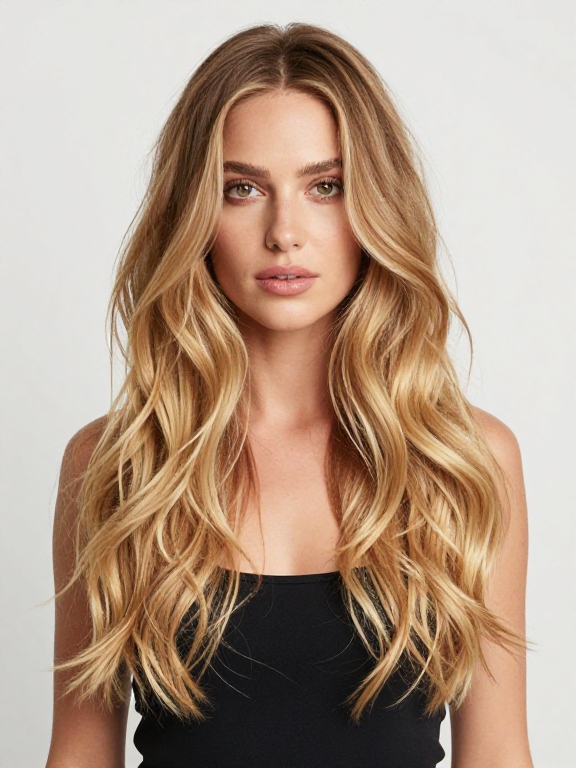 Long Honey Blonde Waves