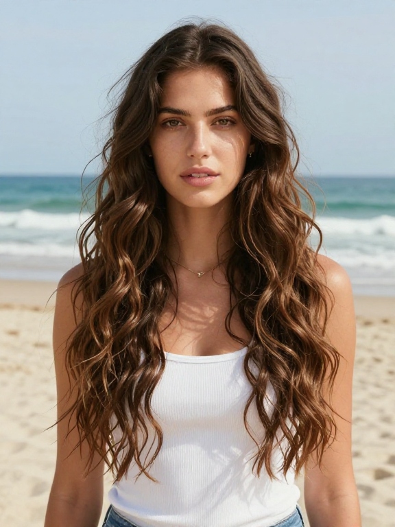 Long Wavy Hair for a Beach Vacation