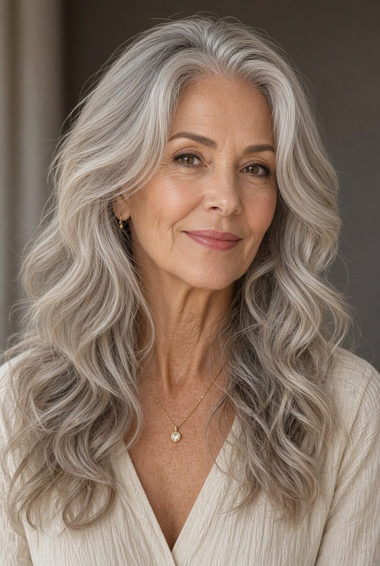 Long Wavy Hair for Women Over 60