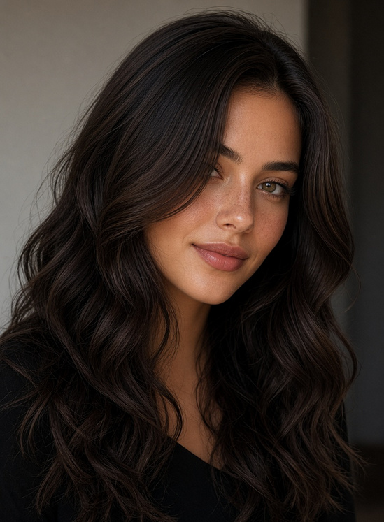 Long Wavy Hair With a Deep Side Part
