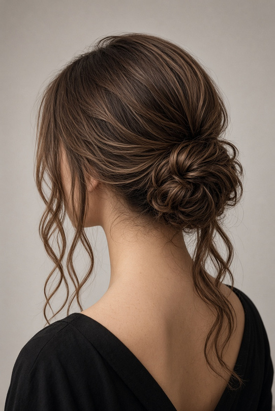 Long Wavy Hair With a Low Bun