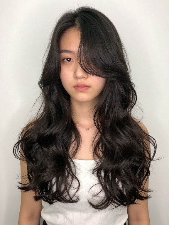 Long Wavy Hair With a Side Part
