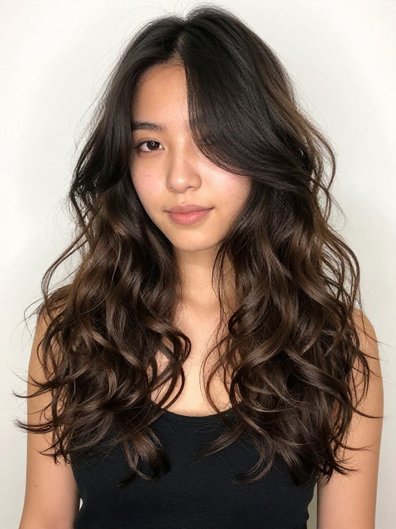 Long Wavy Hair With a U-Cut