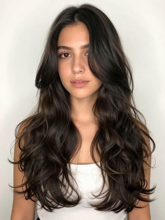 Long Wavy Hair With a V-Cut