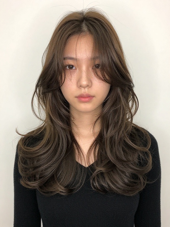 Long Wavy Hair With Soft Curtain Layers
