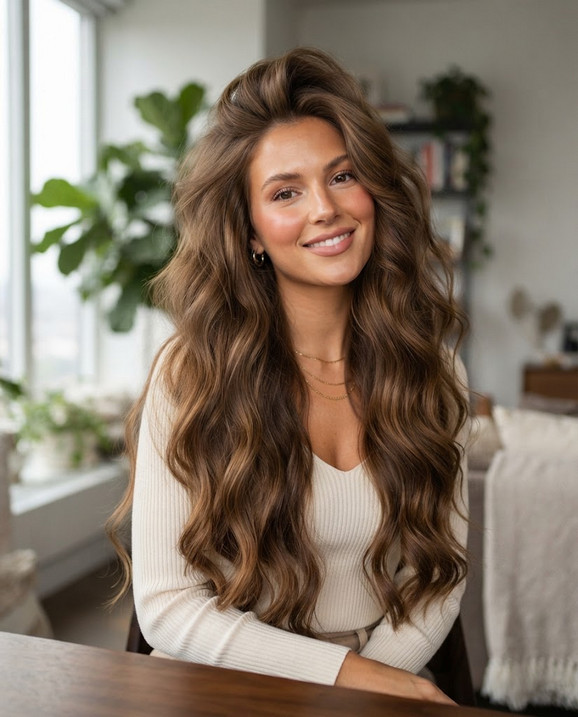 Long Wavy Hair With Voluminous Roots