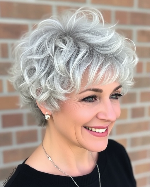 Soft Curly Pixie for Women Over 50